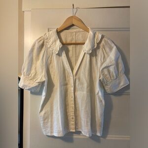 Madewell white linen Peter Pan collared shirt